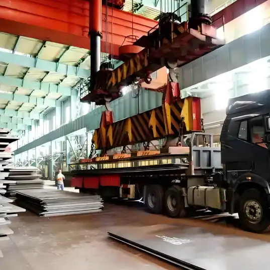 A633 Carbon Steel Plate being loaded onto a truck for delivery