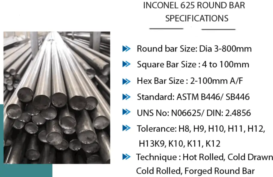قضبان إنكونيل 625 قضبان دائرية inconel 625المواصفات