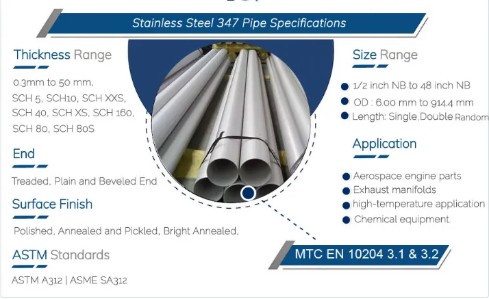 Stainless Steel 347 Pipe Specification