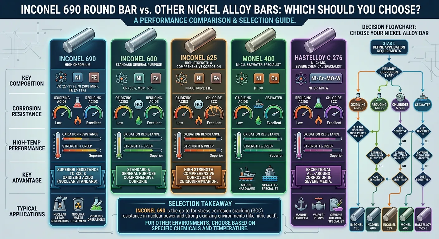 INCONEL 690 ROUND BAR vS. OTHER NICKEL ALLOY BARS:A PERFORMANCE COMPARISON & SELECTION GUIDE.
