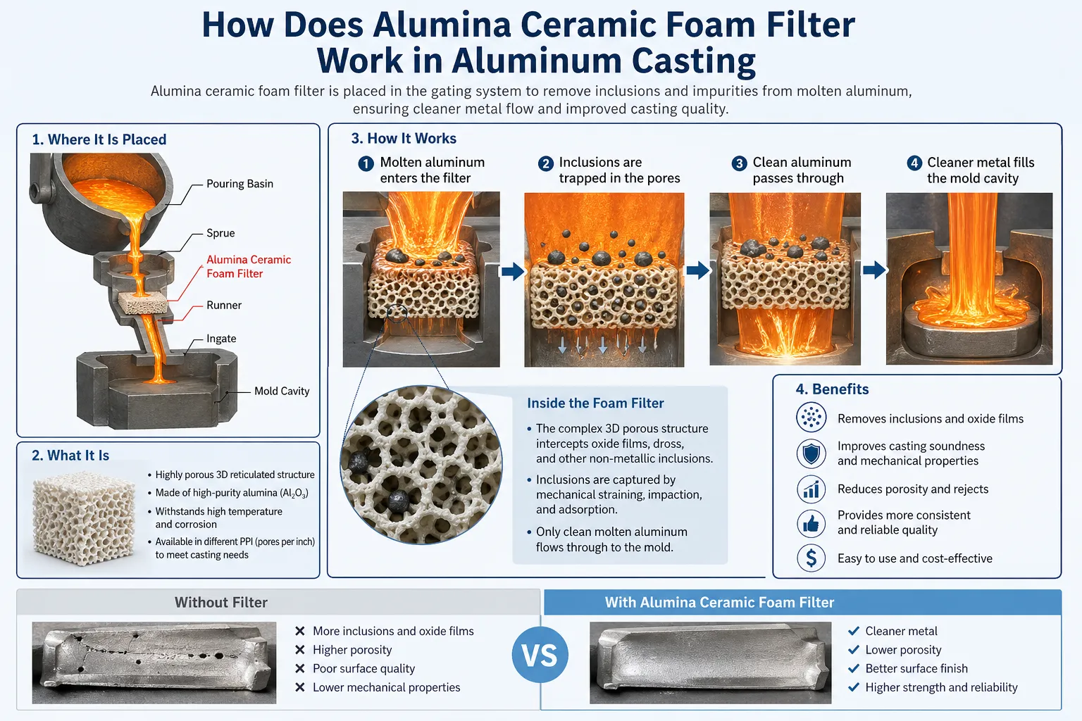 How Does Alumina Ceramic Foam Filter Work in Aluminum Casting