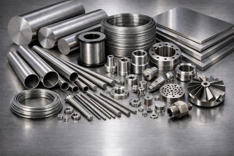 Nickel alloy metal samples in industrial forms