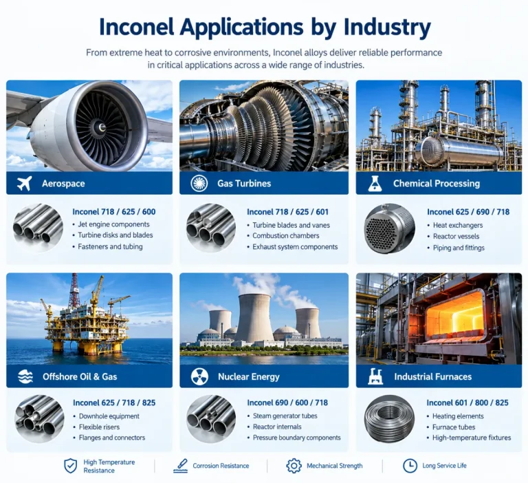 Inconel-Anwendungen nach Branche und Legierungssorte